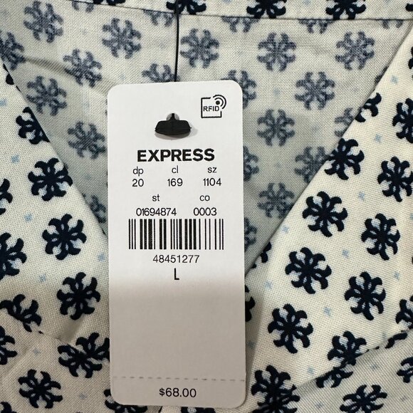 Men's Express Large Bordered Geo Rayon Short Sleeve Shirt - Picture 5 of 5